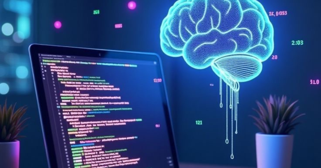 AI Flashcard Apps for Smarter Studying brain with language icons and AI circuitry