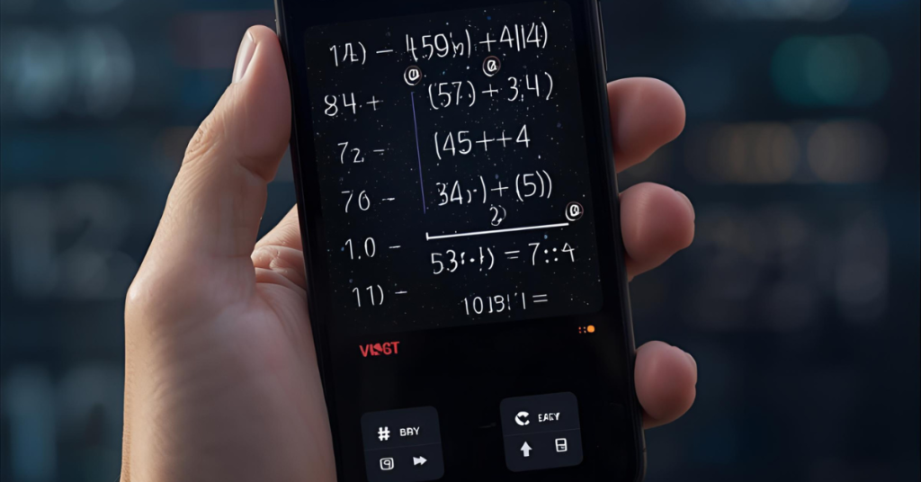 Student scanning math problem with phone