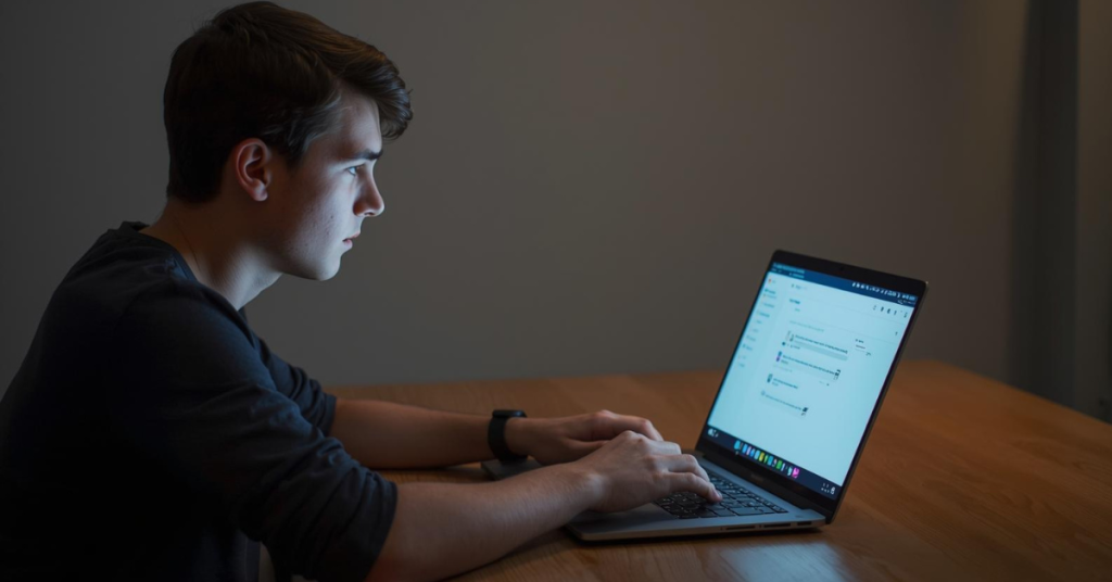 Student using ChatGPT for homework on a laptop without getting caught, 2025 study tips