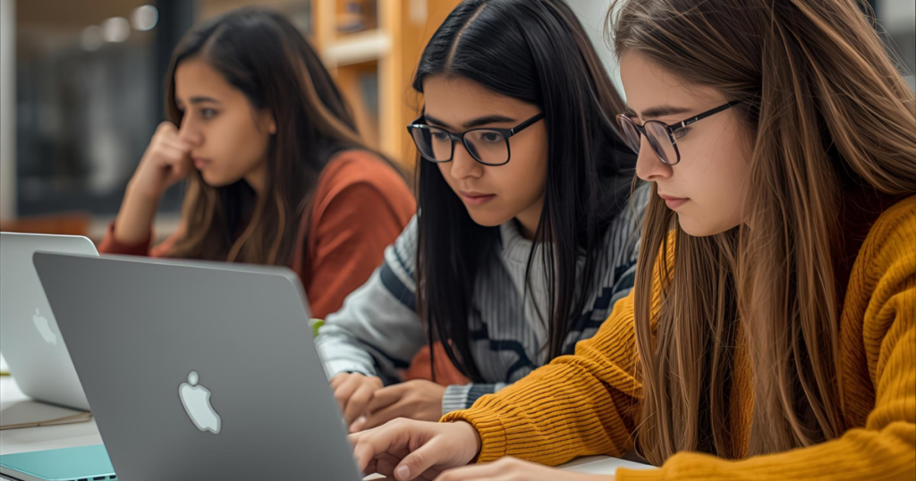 Best AI Tools for Students 2025 Students using laptops to explore AI tools for studying in 2025